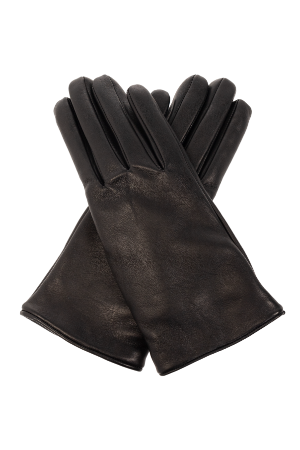Saint Laurent Women Black Leather Gloves